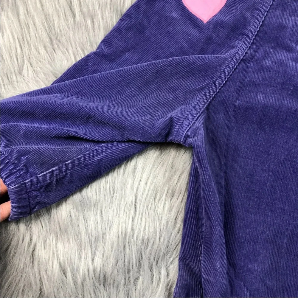 RARE Vintage Oshkosh Bgosh Purple Rainbow Heart Corduroy Girls Overalls